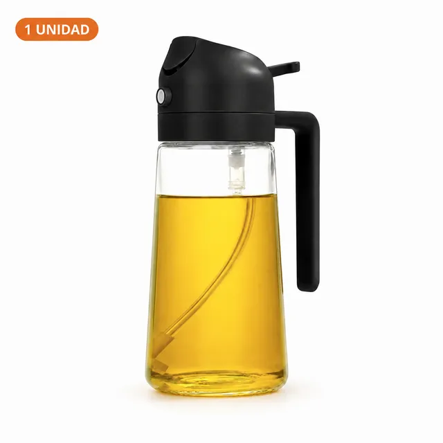 Pulverizador de aceite negro 2 en 1 lleno de aceite