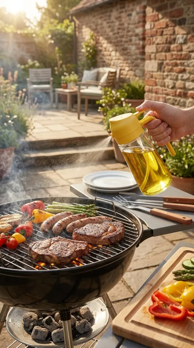Pulverizador de aceite sobre superficie de cocina